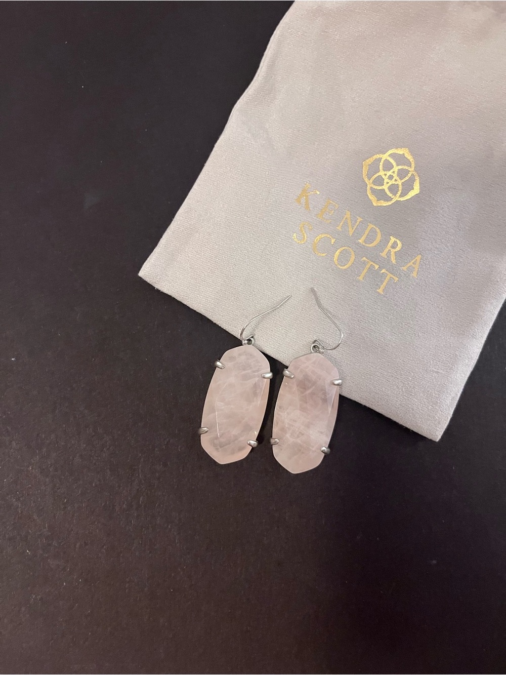 Kendra Scott Light Pink Rose Quartz Dangle Earrings